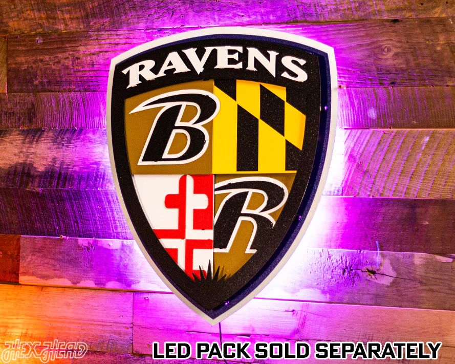 Baltimore Ravens "Shield" 3D Vintage Metal Wall Art - Image 3