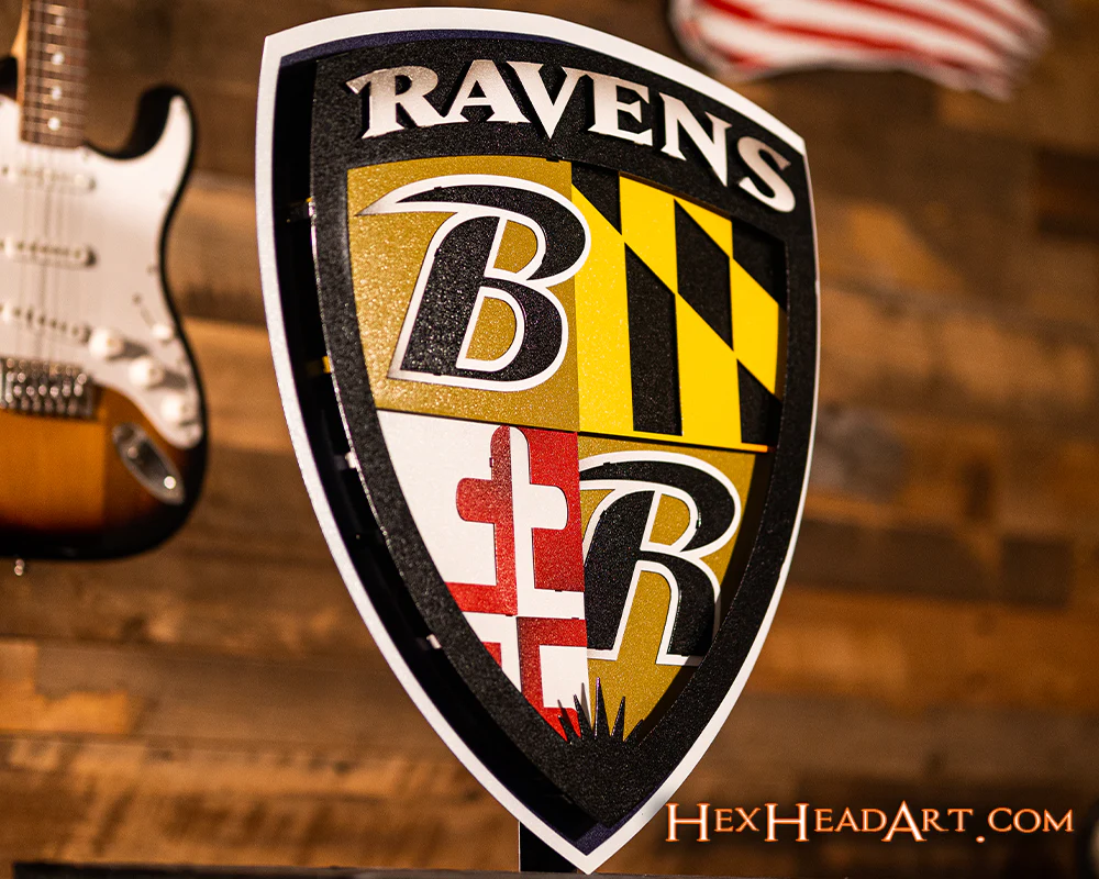 Baltimore Ravens "Shield" 3D Vintage Metal Wall Art - Image 4