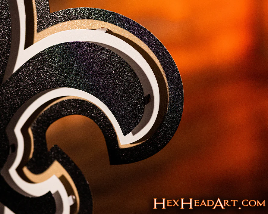 Black and Gold Fleur de Lis 3D Vintage Metal Wall Art - Image 4