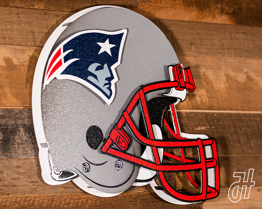 New England Patriots BLITZ Collection - 8 Layer Helmet 3D Vintage Metal Wall Art - Image 4