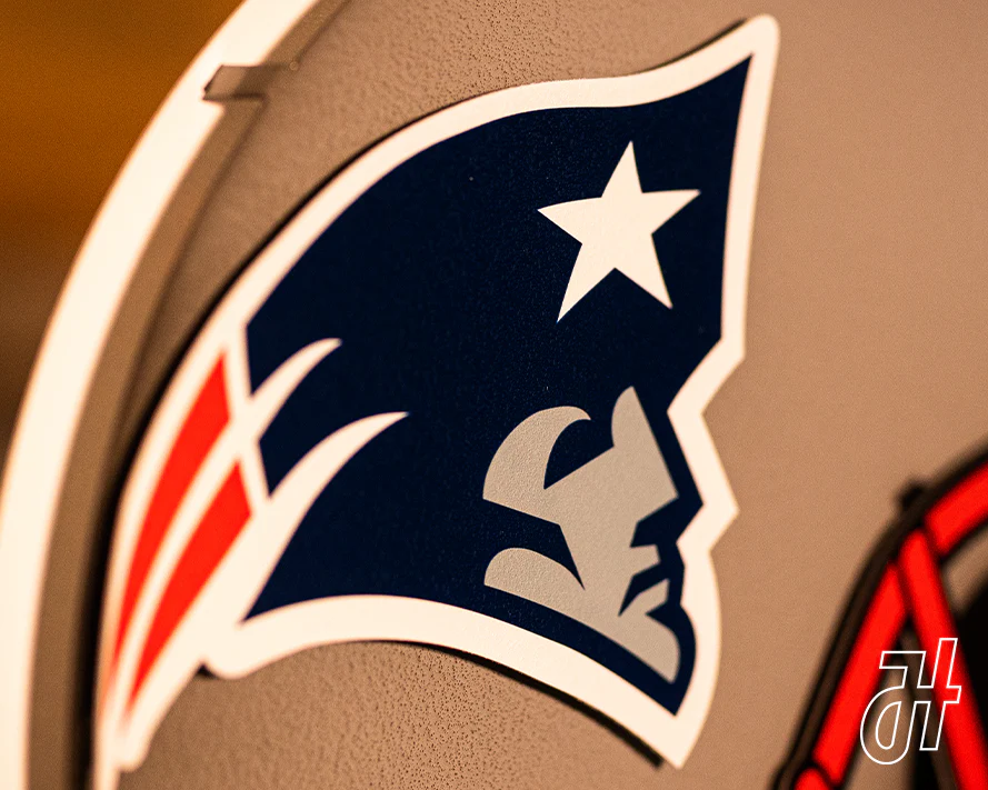 New England Patriots BLITZ Collection - 8 Layer Helmet 3D Vintage Metal Wall Art - Image 5