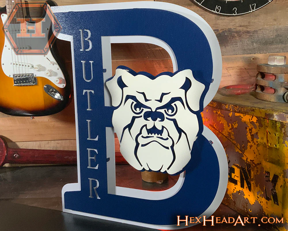 Butler HEX HEAD ORIGINAL " B with Bulldog" 3D Metal Wall Art - Image 10