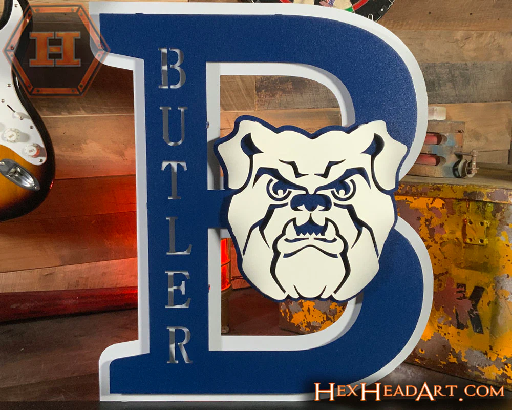 Butler HEX HEAD ORIGINAL " B with Bulldog" 3D Metal Wall Art - Image 11