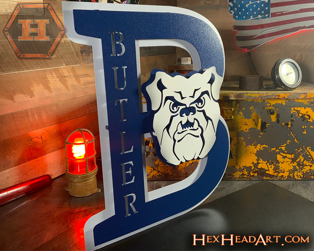 Butler HEX HEAD ORIGINAL " B with Bulldog" 3D Metal Wall Art - Image 9