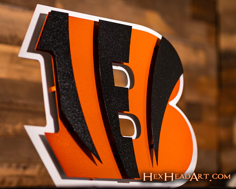 Cincinnati Bengals "Striped B" 3D Vintage Metal Wall Art - Image 4
