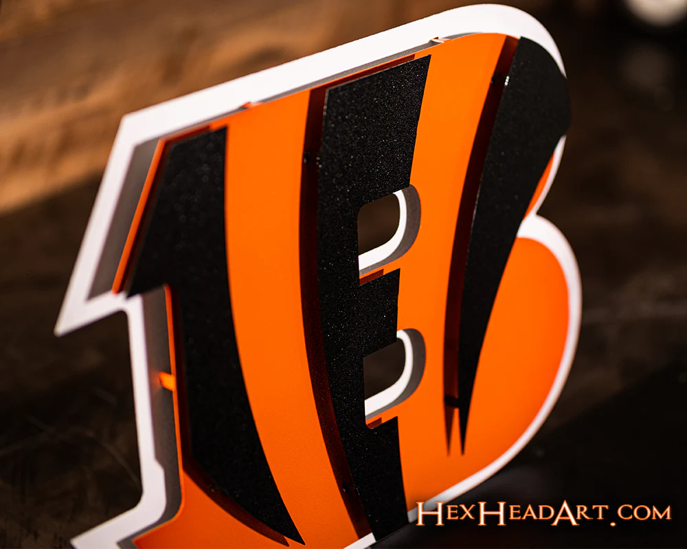Cincinnati Bengals "Striped B" 3D Vintage Metal Wall Art - Image 6