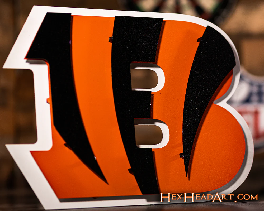Cincinnati Bengals "Striped B" 3D Vintage Metal Wall Art - Image 7