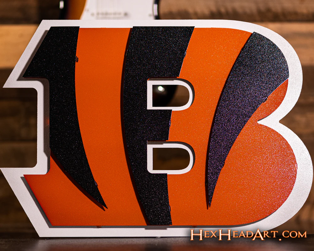 Cincinnati Bengals "Striped B" 3D Vintage Metal Wall Art - Image 9