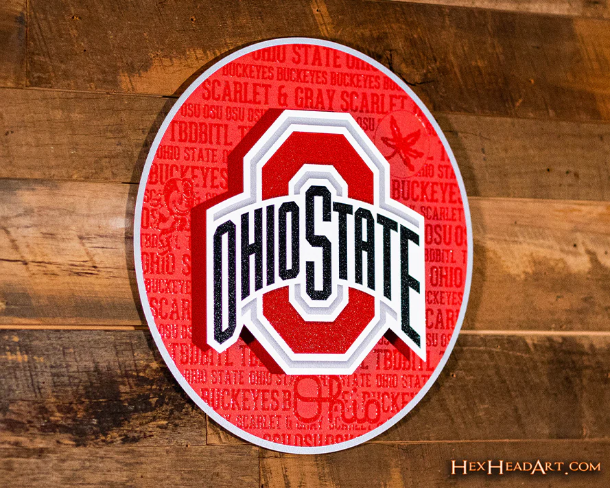 Ohio State Buckeyes CRAFT SERIES 3D Embossed Metal Wall Art - Image 3