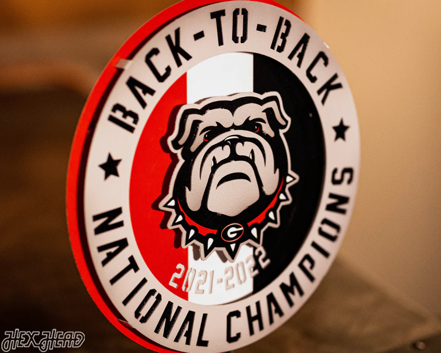 LAST CHANCE CLOSE OUT! Georgia Bulldogs Hex Head Exclusive 2022 Championship 3D Vintage Metal Wall Art - Image 15