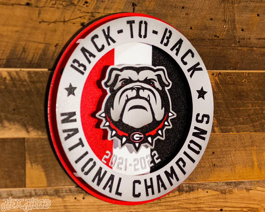 LAST CHANCE CLOSE OUT! Georgia Bulldogs Hex Head Exclusive 2022 Championship 3D Vintage Metal Wall Art - Image 3