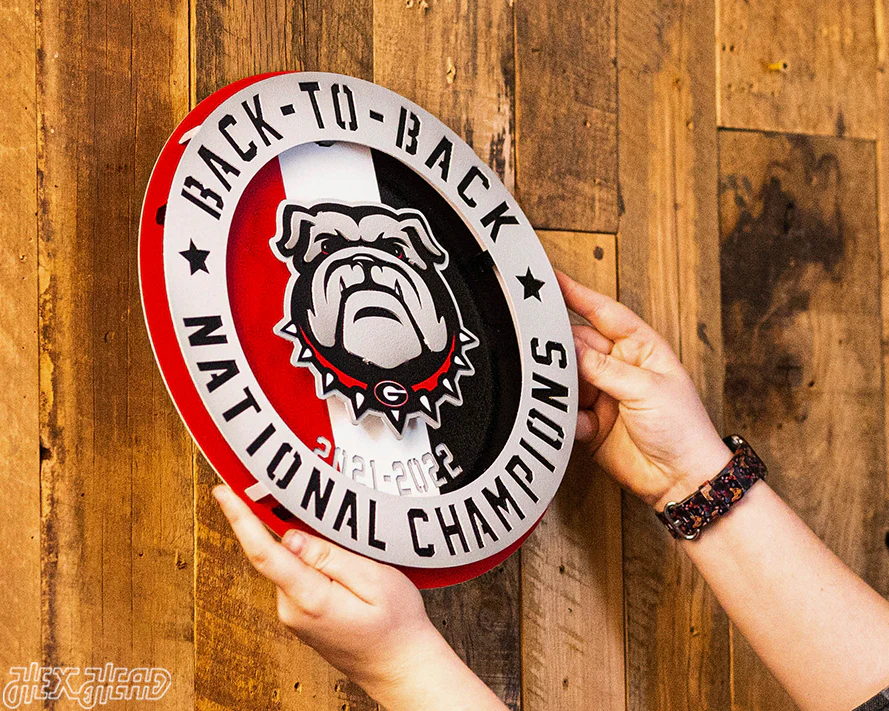 LAST CHANCE CLOSE OUT! Georgia Bulldogs Hex Head Exclusive 2022 Championship 3D Vintage Metal Wall Art - Image 4