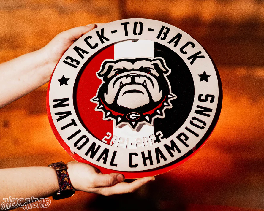 LAST CHANCE CLOSE OUT! Georgia Bulldogs Hex Head Exclusive 2022 Championship 3D Vintage Metal Wall Art - Image 5