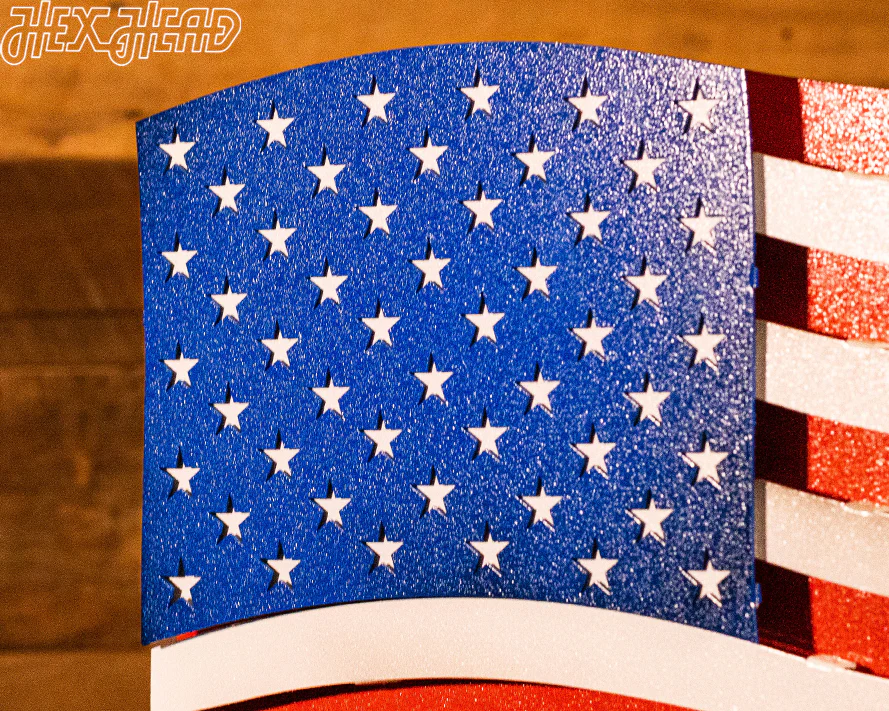 OLD GLORY! Waving American Flag 3D Vintage Metal Wall Art - Image 3