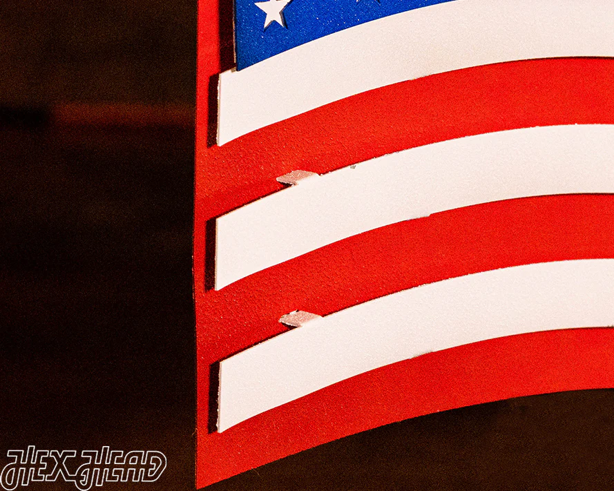 OLD GLORY! Waving American Flag 3D Vintage Metal Wall Art - Image 8