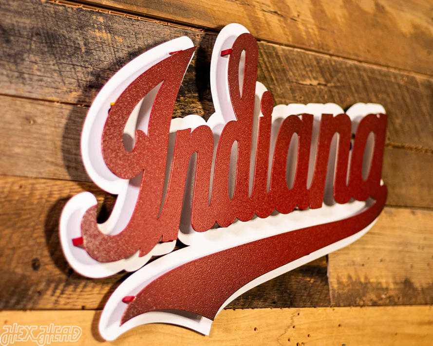 Indiana Hoosiers Classic Script 3D Vintage Metal Wall Art - Image 4
