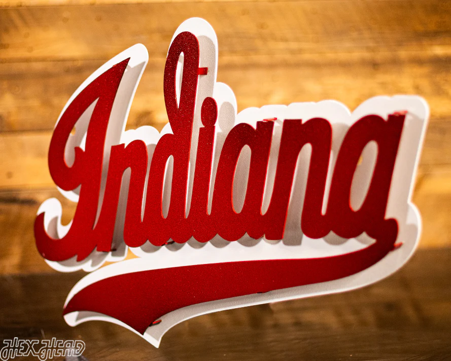 Indiana Hoosiers Classic Script 3D Vintage Metal Wall Art - Image 5