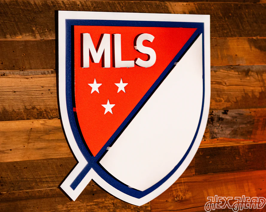 CLOSE OUT - Major League Soccer Shield 3D Vintage Metal Wall Art - Image 3