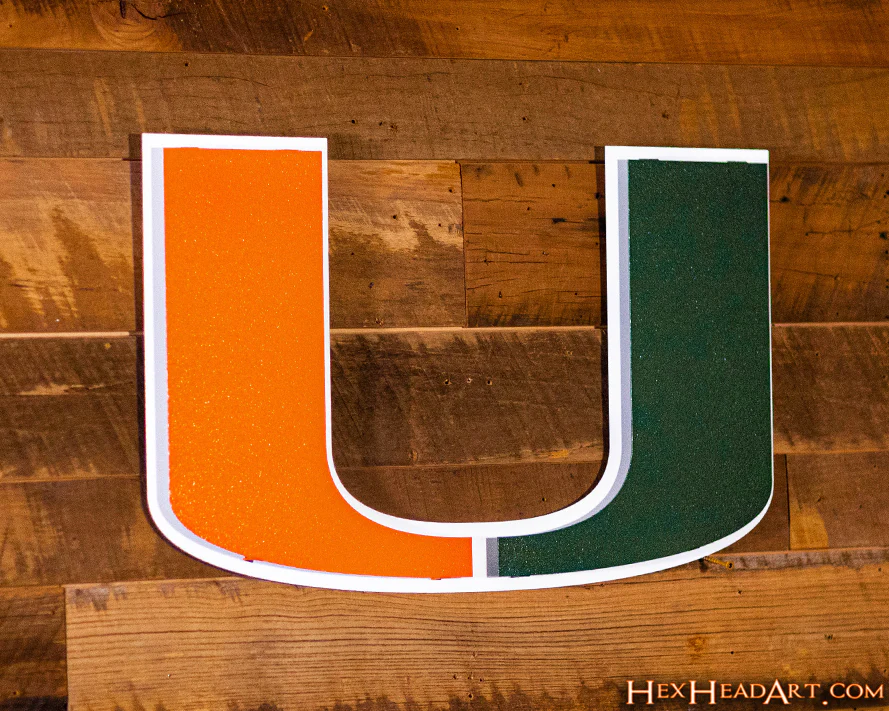 Miami Hurricanes "U" 3D Vintage Metal Wall Art - Image 3