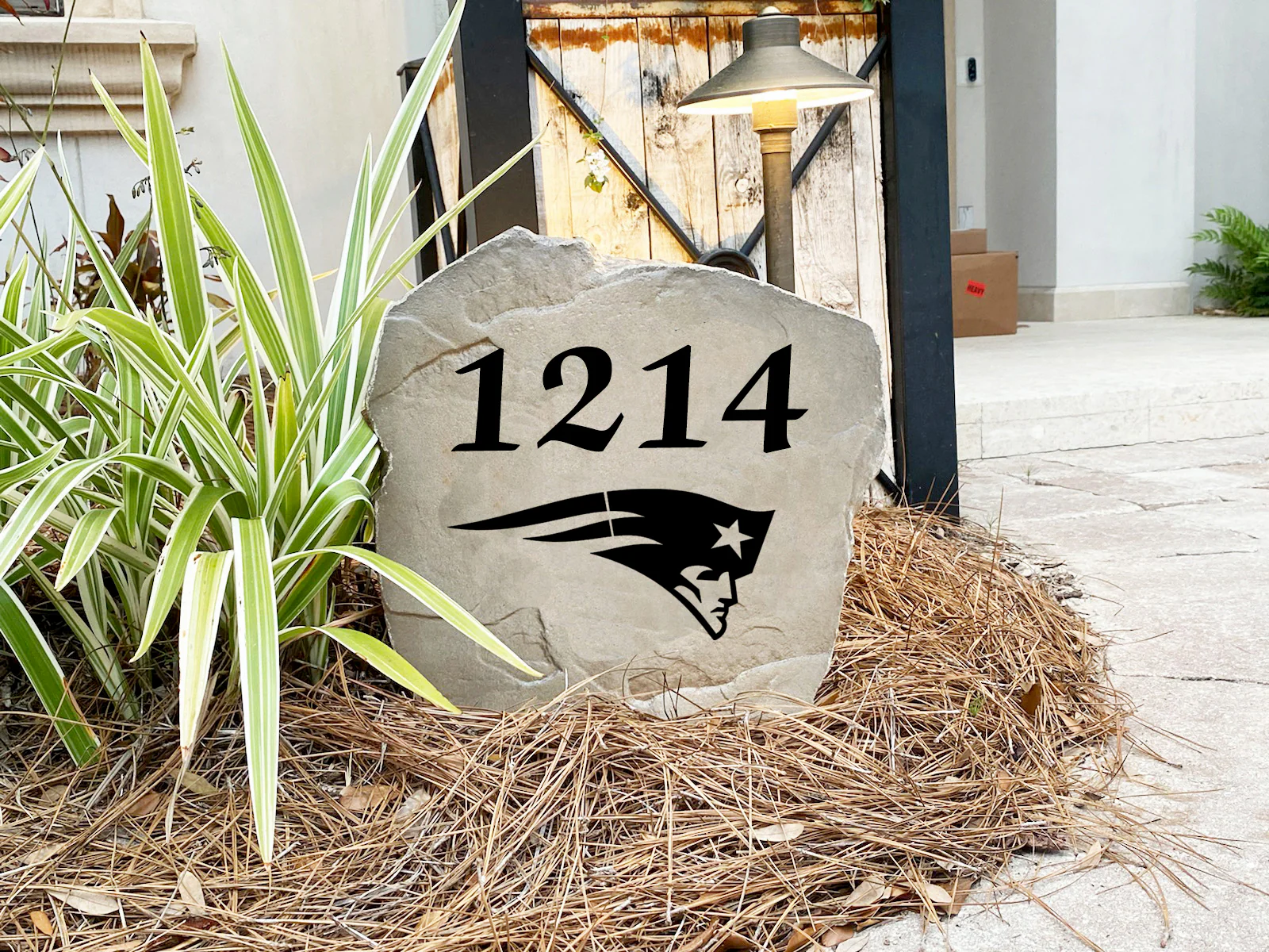 New England Patriots Design-A-Stone Landscape Art Address Stone - Image 3