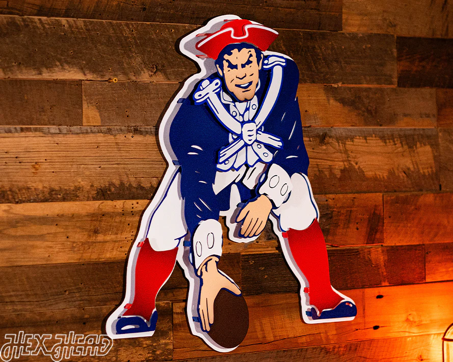 New England Patriots Throwback "1961 Pat Patriot" 3D Vintage Metal Wall Art - Image 3