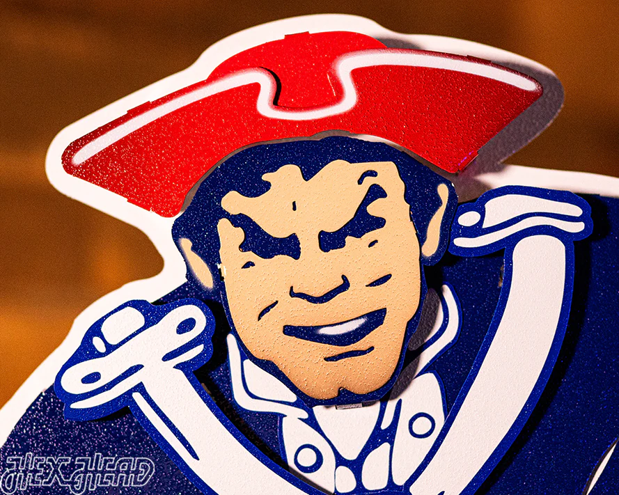New England Patriots Throwback "1961 Pat Patriot" 3D Vintage Metal Wall Art - Image 4