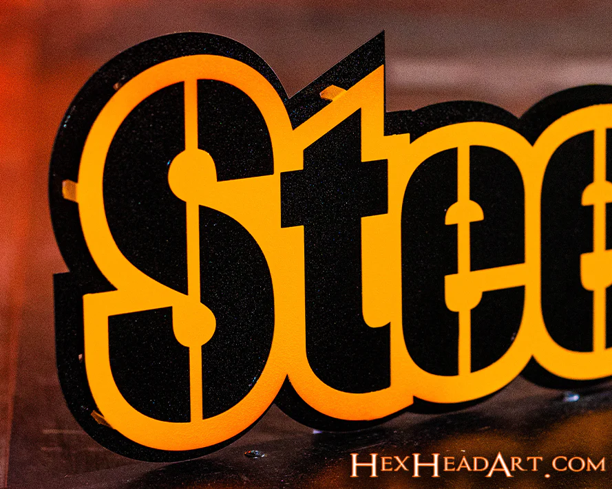 Pittsburgh Steelers Iconic "Steelers" 3D Vintage Metal Wall Art - Image 3