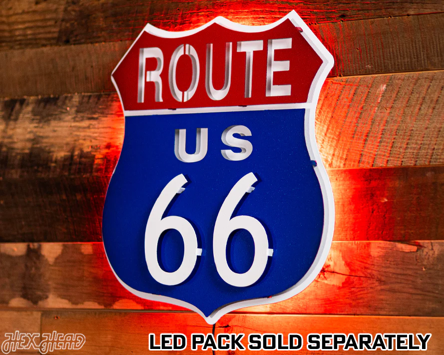 Route 66 Vintage Red White and Blue 3D Metal Wall Art - Image 3