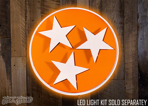 Tennessee Tri Star Orange with Vintage White 3D Metal Wall Art - Image 3