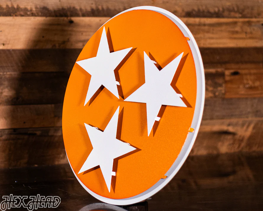 Tennessee Tri Star Orange with Vintage White 3D Metal Wall Art - Image 4