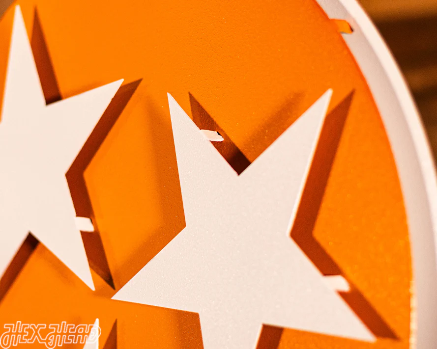 Tennessee Tri Star Orange with Vintage White 3D Metal Wall Art - Image 5