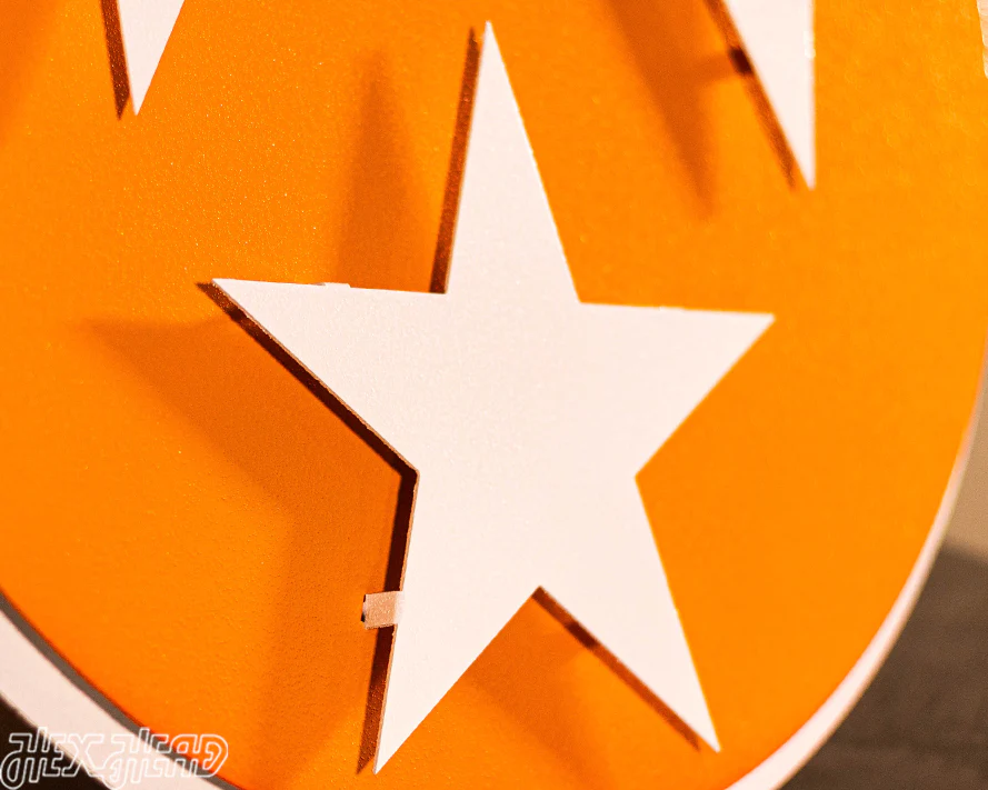 Tennessee Tri Star Orange with Vintage White 3D Metal Wall Art - Image 8