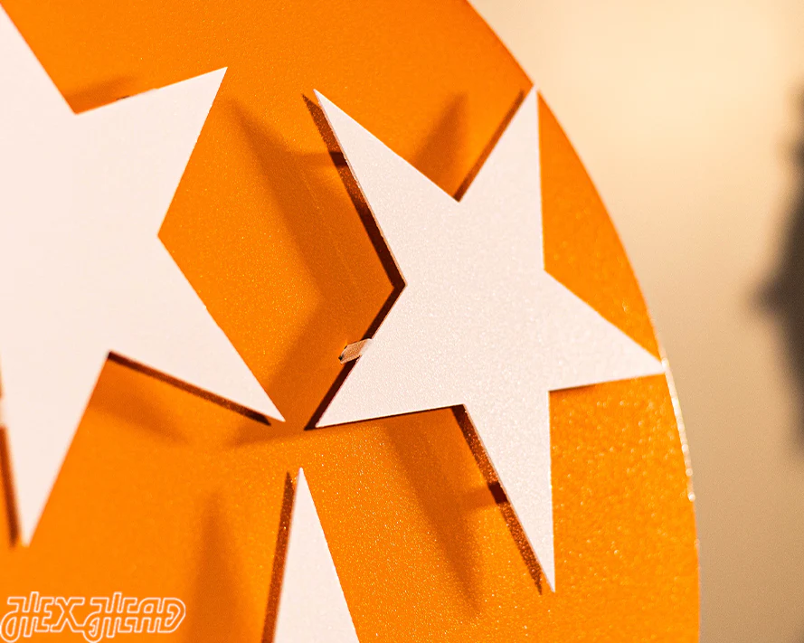 Tennessee Tri Star Orange with Vintage White 3D Metal Wall Art - Image 9