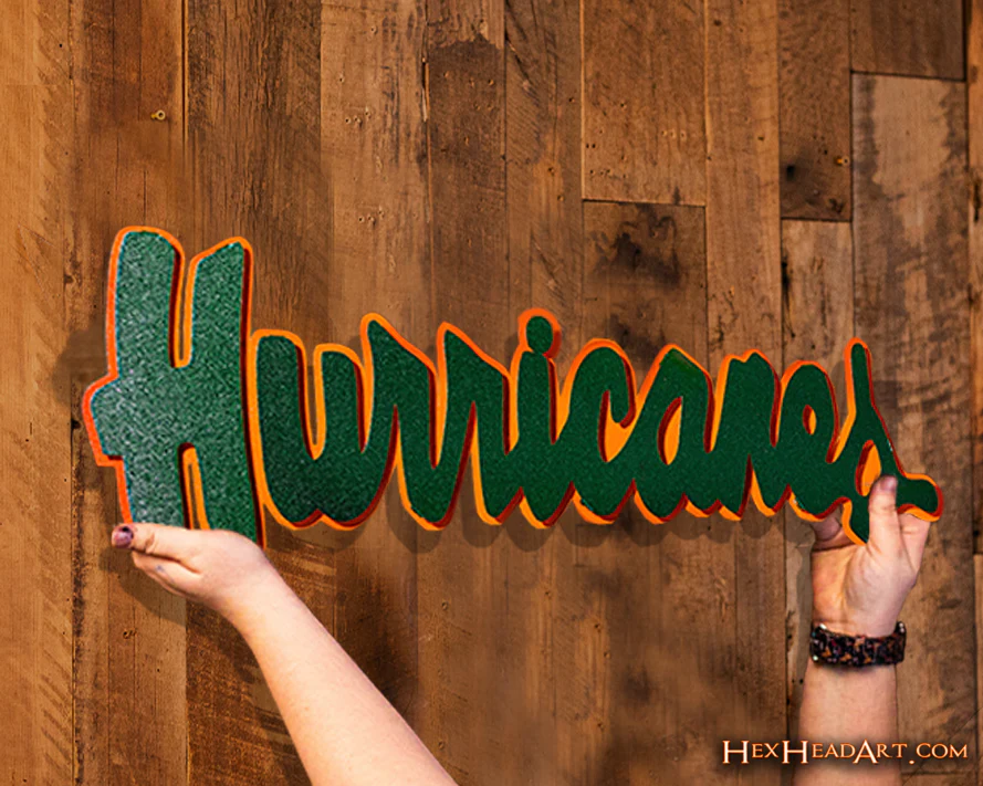 Miami Hurricanes Script 3D Vintage Metal Wall Art - Image 3