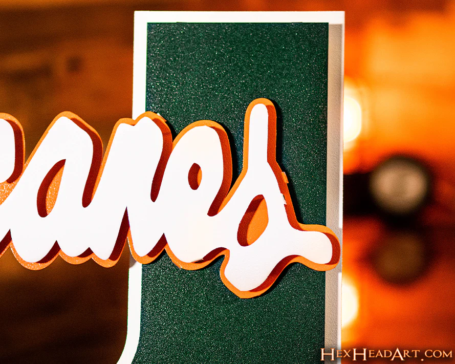 Miami "Hurricanes on U" 3D Vintage Metal Wall Art - Image 5