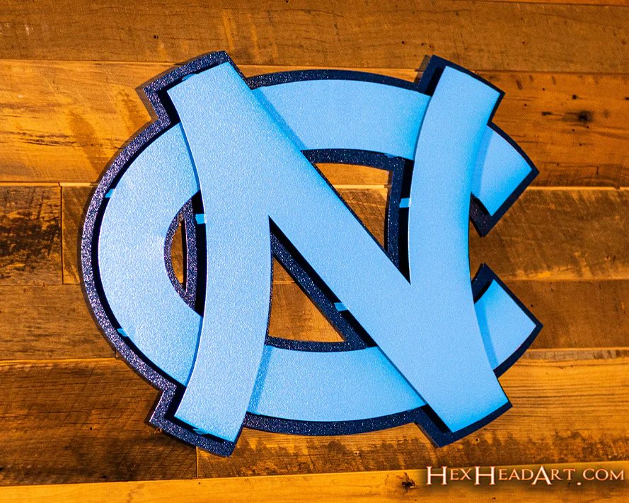 North Carolina Tar Heels "NC" 3D Vintage Metal Wall Art - Image 3